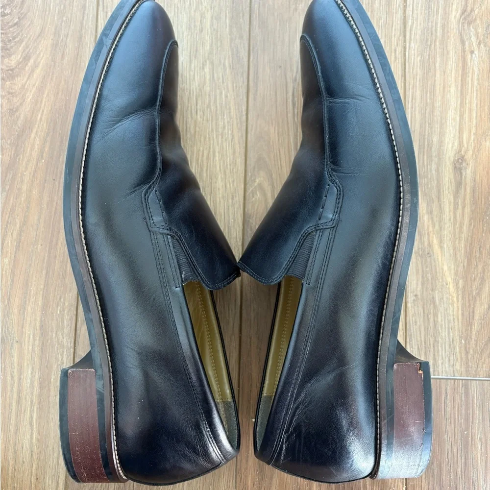 Cole Haan Grand OS Black Almond Toe Leather Slip On Moccasin Loafer Size 13M EUC